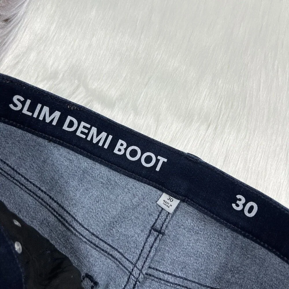 J. Crew Size 30 Rinse Wash‎ Brushed Back Slim Demi Boot Cut Denim Jeans BN042